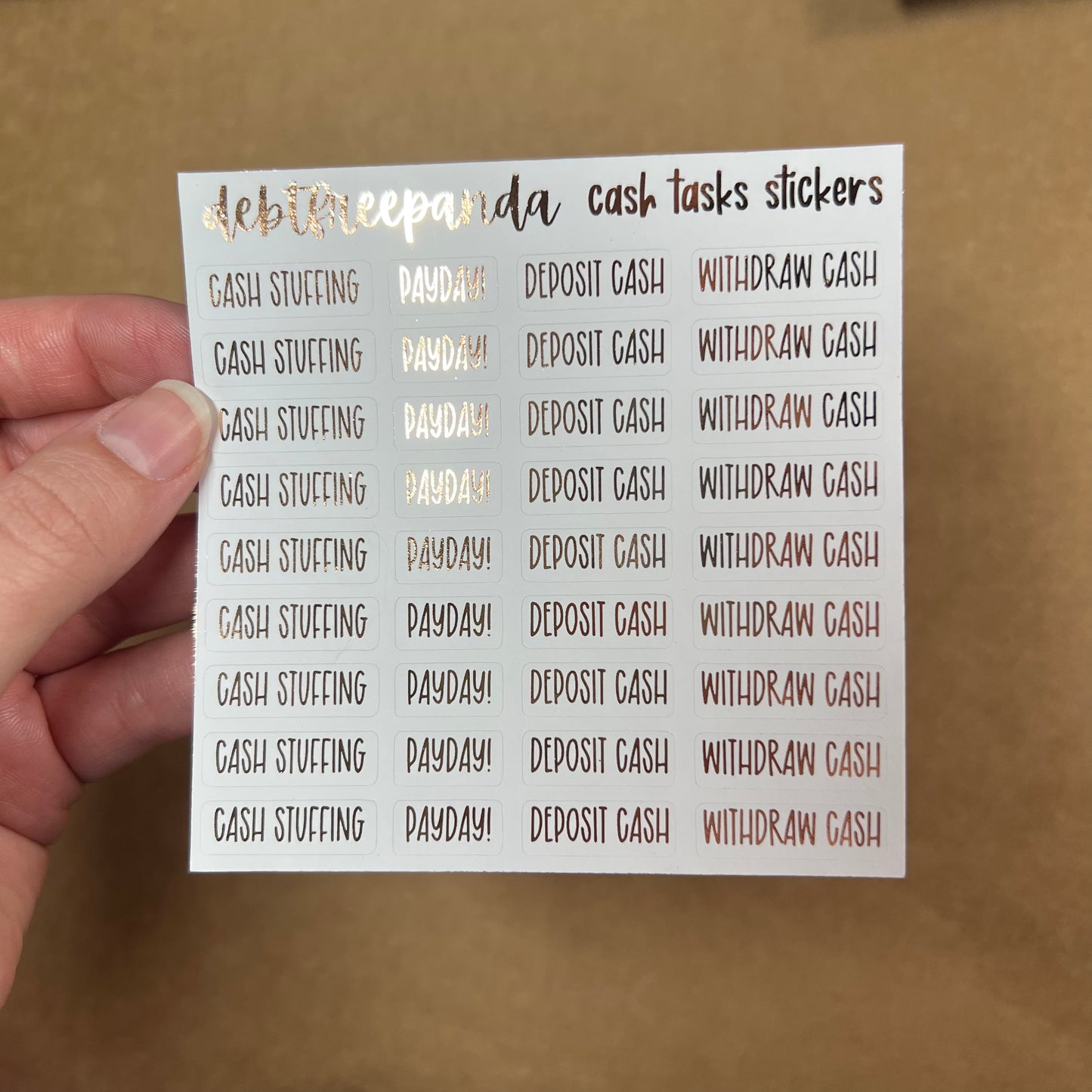 Foiled Cash Tasks Stickers