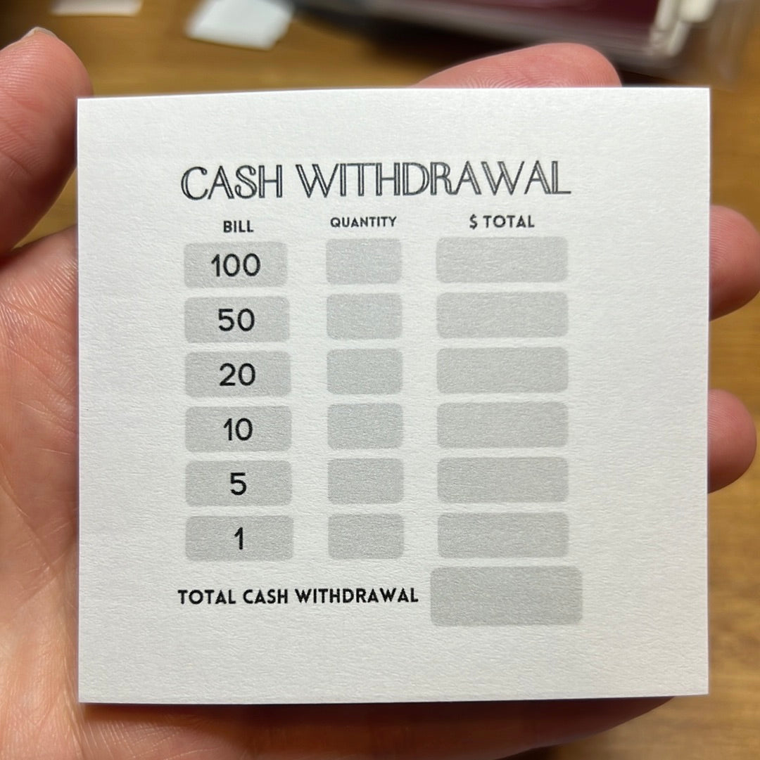 Cash Withdrawal/Teller Slips Post-it Notes