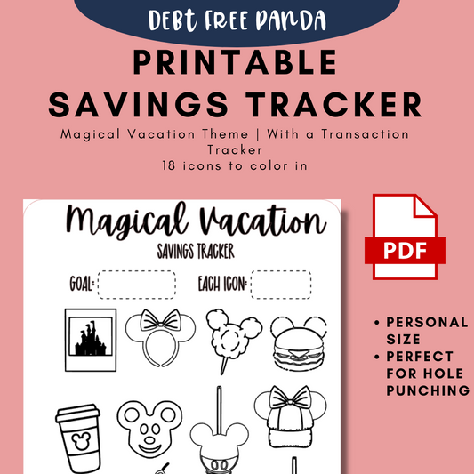 Printable | Disney/Magical Vacation Savings Tracker | Disneyland Vacation Savings Tracker (comes with a transaction tracker!)