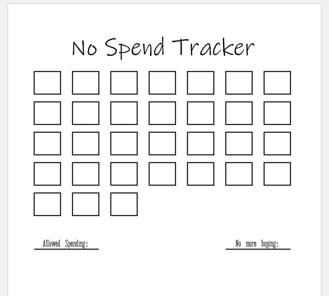 No Spend Tracker - Digital Download 8.5x11