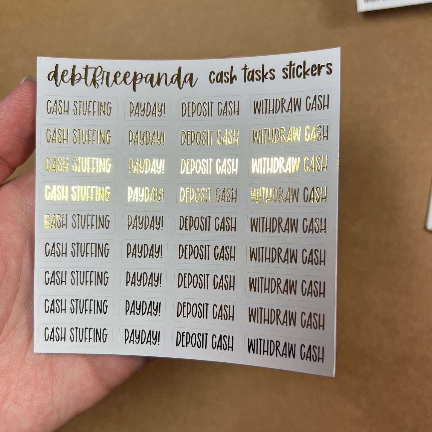 Foiled Cash Tasks Stickers
