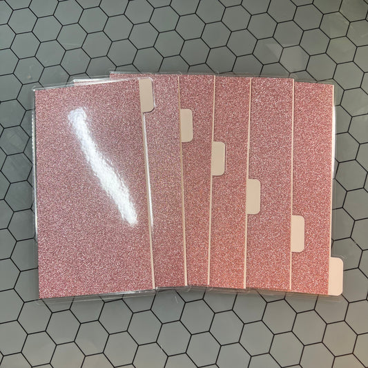 Horizontal Light Pink Glitter Tabbed Envelopes (Personal Size)