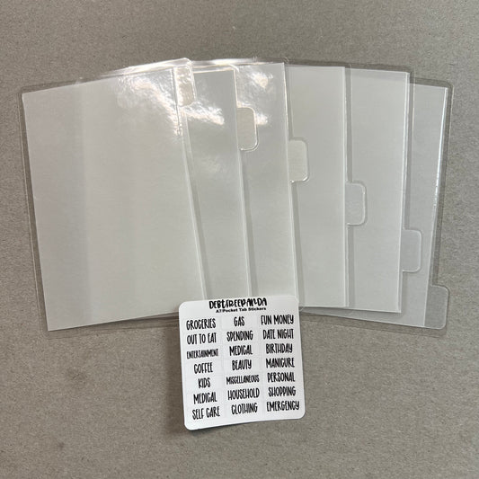 Pocket/A7 [Vellum] Horizontal Tabbed Cash Envelopes w/ FREE LABEL STICKERS! - Neutral Collection