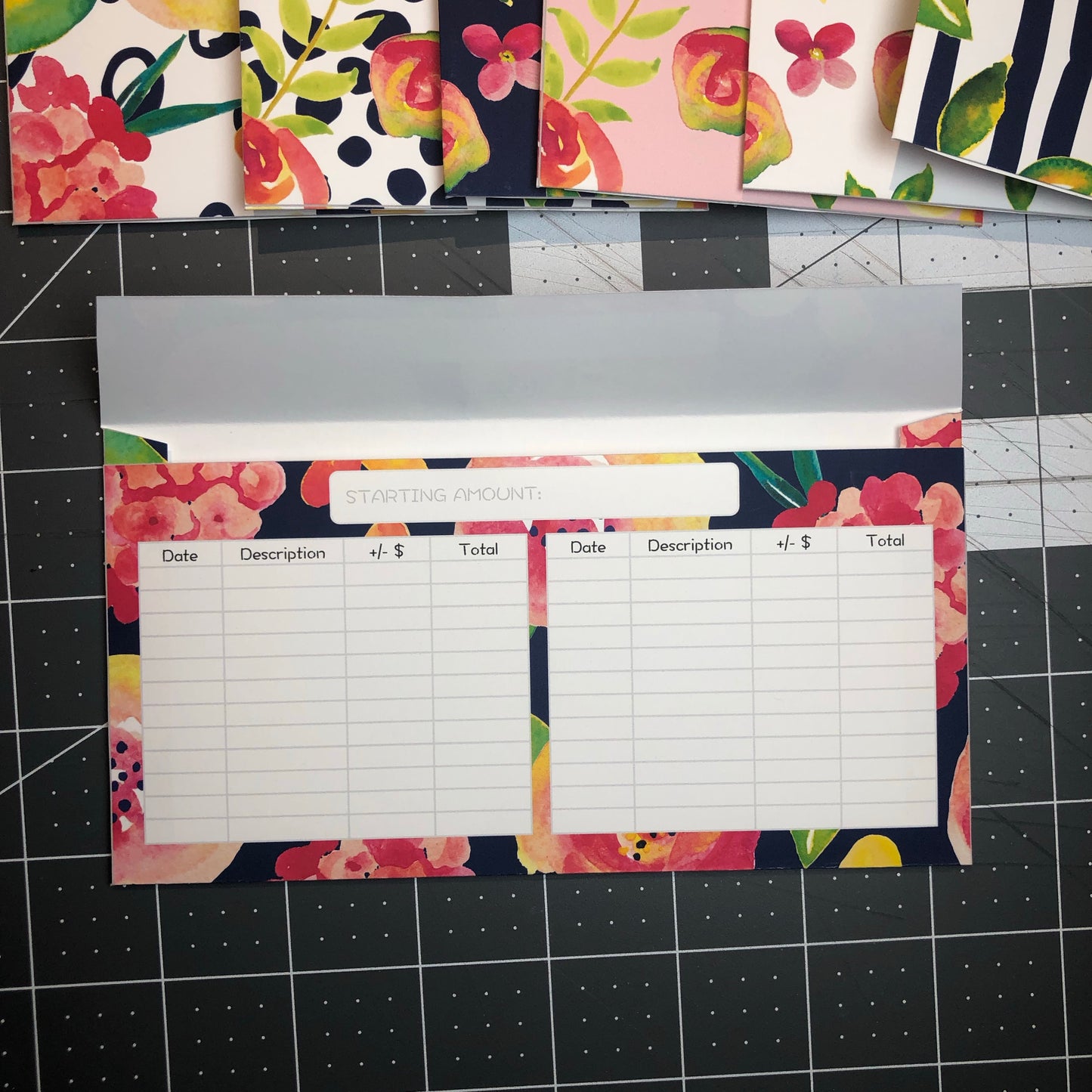 Printable | Watercolor Floral Horizontal Cash Envelopes | with free blank template!