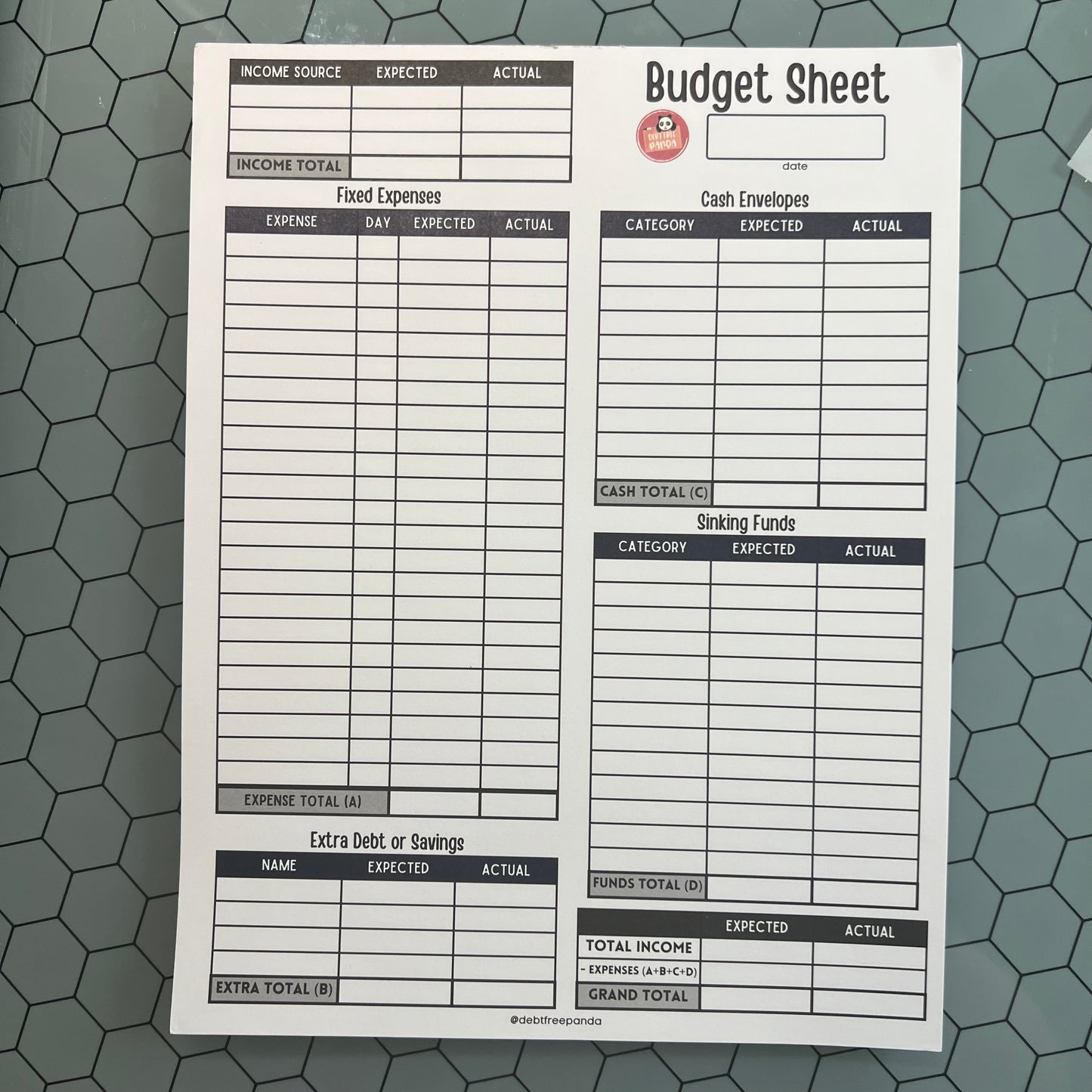 Budget Sheet Notepad