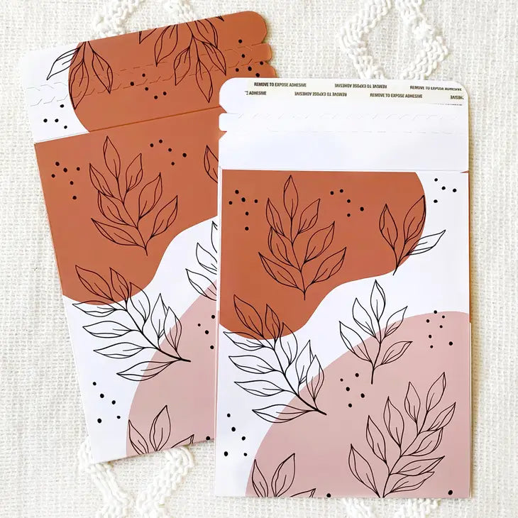 Pink Leaves Neutral Rigid Mailer